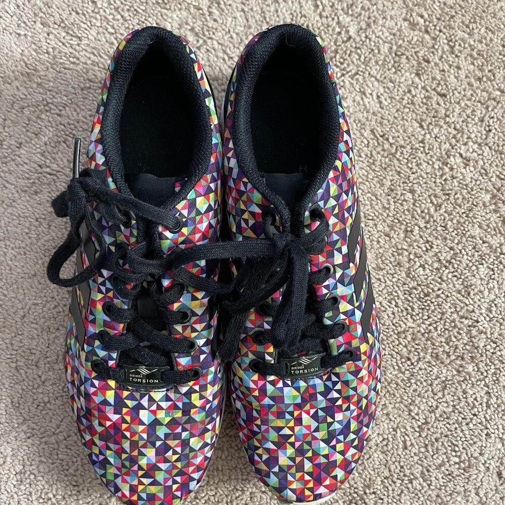 Adidas ZX Flux Sneakers Men 9 MultiColor Prism Athletic Colorful Quilt Geometric - Picture 9 of 13